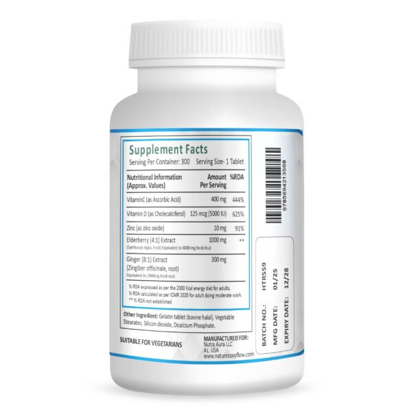 Elderberry, Vitamin C + Zinc Tablet - Image 3