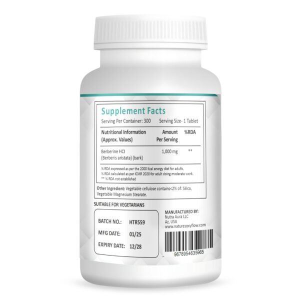 Berberine 1000mg Tablet (Support Heart & cardiovascular health) - Image 3